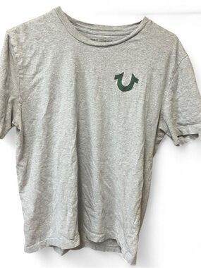 True Religion Light Gray Logo Crew Neck T-Shirt